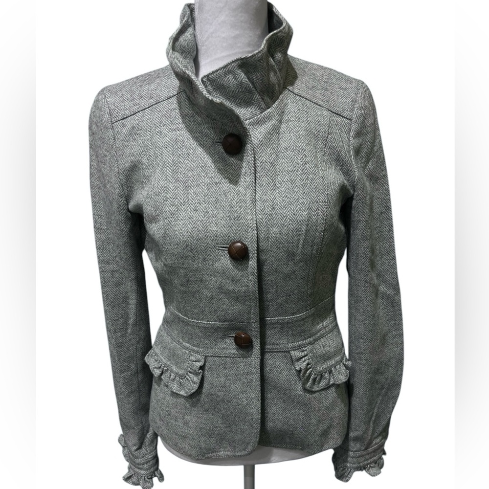 J. Crew Gray Blazer with Tailored Silhouette and Stand-Up Collar